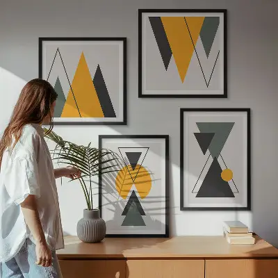 Absztrakt formák geometriája keretezett poliptichon