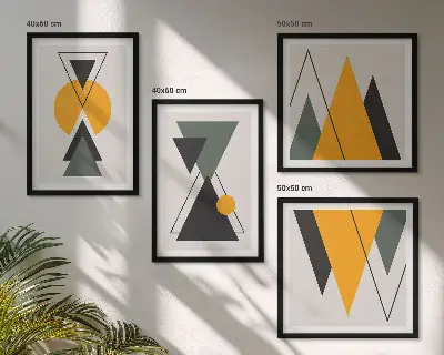 Absztrakt formák geometriája keretezett poliptichon