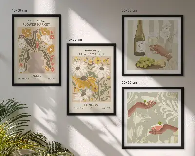 Virágminták európai városokból keretezett poliptichon