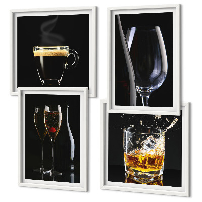 Dekorációs kép készlet nappaliba Whisky, bor, pezsgő, kávé, alkohol