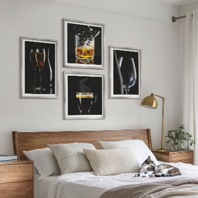 Dekorációs kép készlet nappaliba Whisky, bor, pezsgő, kávé, alkohol