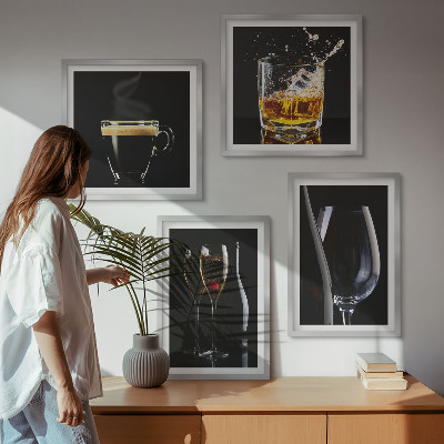Dekorációs kép készlet nappaliba Whisky, bor, pezsgő, kávé, alkohol