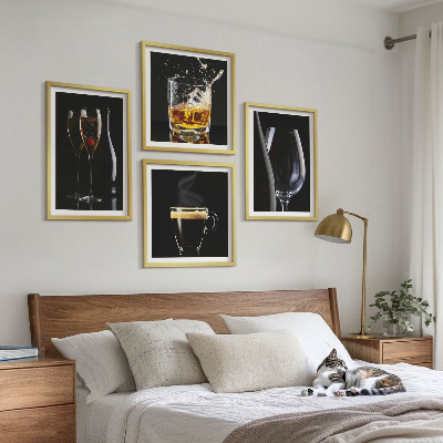 Dekorációs kép készlet nappaliba Whisky, bor, pezsgő, kávé, alkohol