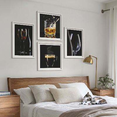 Dekorációs kép készlet nappaliba Whisky, bor, pezsgő, kávé, alkohol