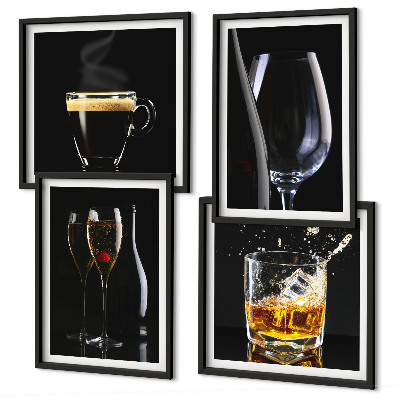Dekorációs kép készlet nappaliba Whisky, bor, pezsgő, kávé, alkohol