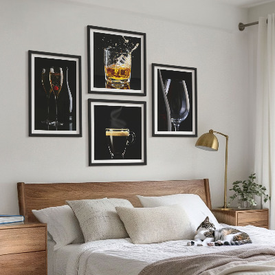 Dekorációs kép készlet nappaliba Whisky, bor, pezsgő, kávé, alkohol