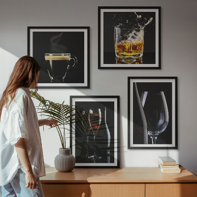 Dekorációs kép készlet nappaliba Whisky, bor, pezsgő, kávé, alkohol