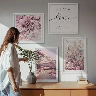 Dekorációs képkészlet nappaliba Virághíd élet inspiráció mintával
