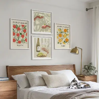 Dekorációs képkészlet nappaliba Virágok Milánó és Párizs motívummal