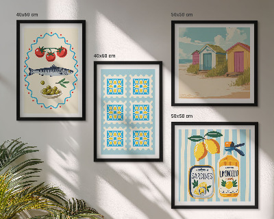 Keretezett poliptichon Mediterrán konyha illusztrációi