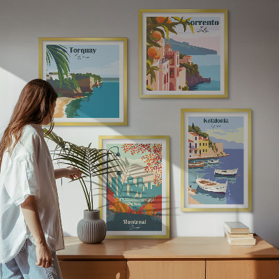 Keretezett poliptichon Retro látképek a világ városairól