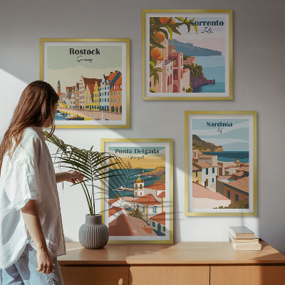 Keretezett poliptichon Európai kikötők látképe