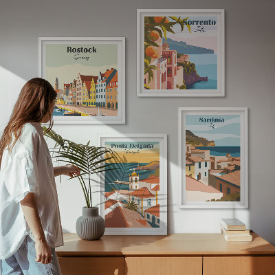 Keretezett poliptichon Európai kikötők látképe