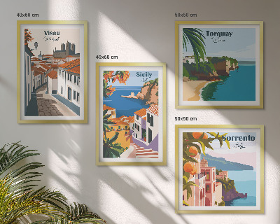 Dekorációs kép készlet nappaliba Retro illusztrációk világvárosokról