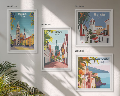 Keretezett poliptichon Európai városok színes illusztrációkon