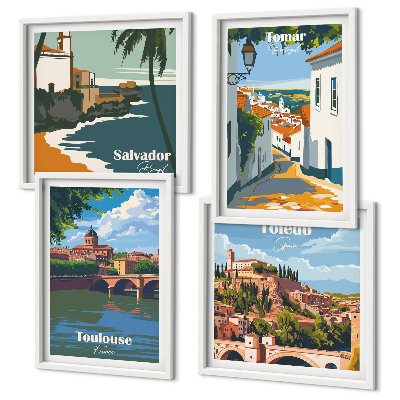 Dekorációs kép készlet nappaliba Retro városi grafika