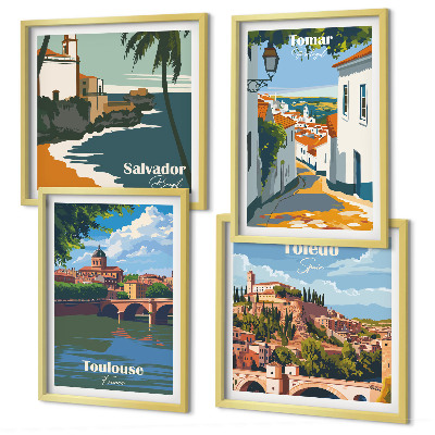 Dekorációs kép készlet nappaliba Retro városi grafika