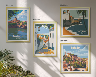 Dekorációs kép készlet nappaliba Retro városi grafika