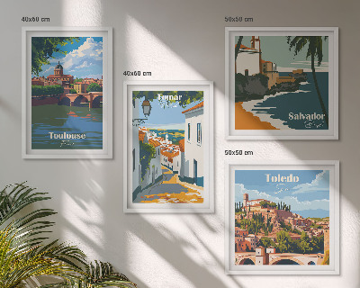 Dekorációs kép készlet nappaliba Retro városi grafika