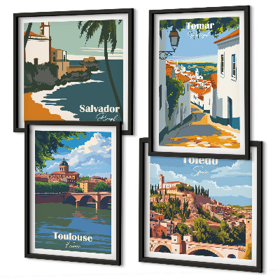 Dekorációs kép készlet nappaliba Retro városi grafika