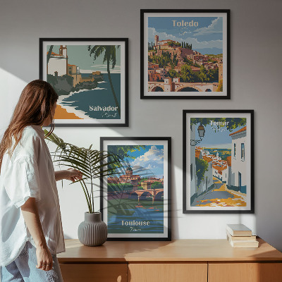 Dekorációs kép készlet nappaliba Retro városi grafika