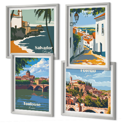 Dekorációs kép készlet nappaliba Retro városi grafika