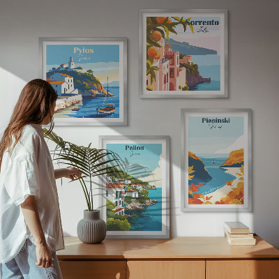 Dekorációs kép készlet nappaliba Retro tájképek festői stílusban