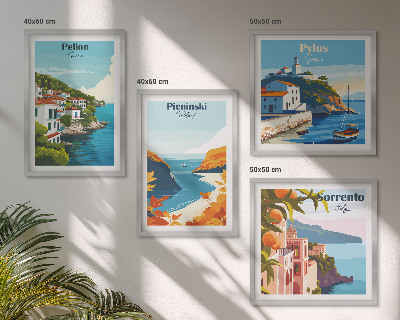 Dekorációs kép készlet nappaliba Retro tájképek festői stílusban