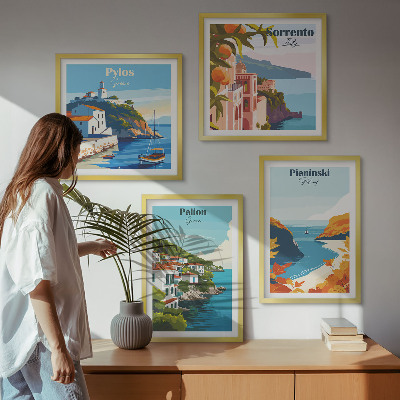 Dekorációs kép készlet nappaliba Retro tájképek festői stílusban