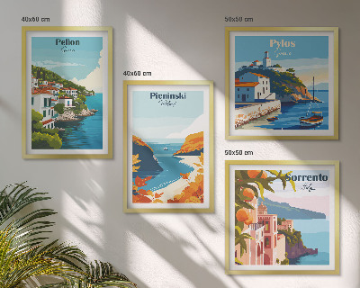 Dekorációs kép készlet nappaliba Retro tájképek festői stílusban