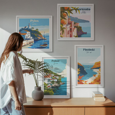 Dekorációs kép készlet nappaliba Retro tájképek festői stílusban