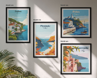 Dekorációs kép készlet nappaliba Retro tájképek festői stílusban