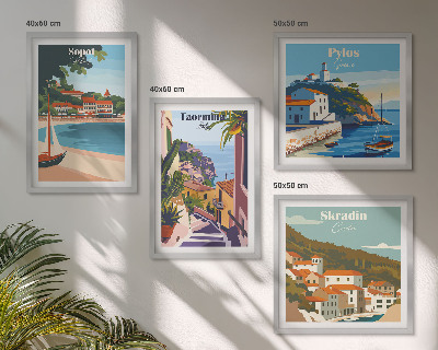 Keretezett poliptichon Tengerparti város illusztrációk