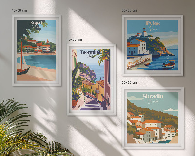 Keretezett poliptichon Tengerparti város illusztrációk
