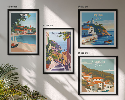 Keretezett poliptichon Tengerparti város illusztrációk