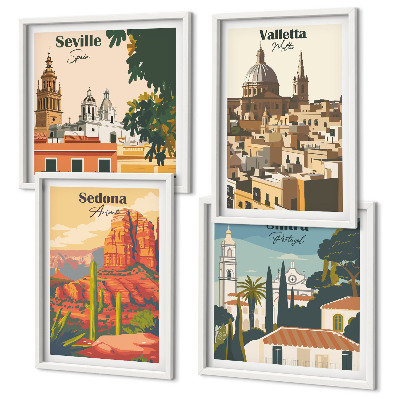 Dekorációs kép készlet nappaliba Retro városképek Sedona Sintra