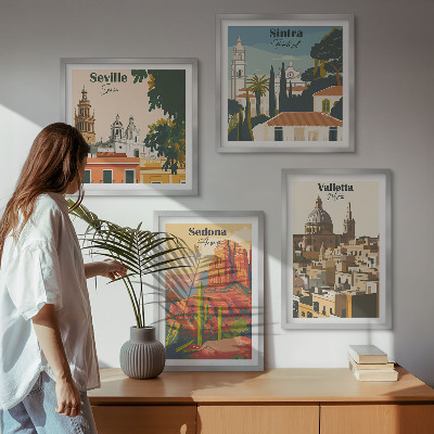 Dekorációs kép készlet nappaliba Retro városképek Sedona Sintra