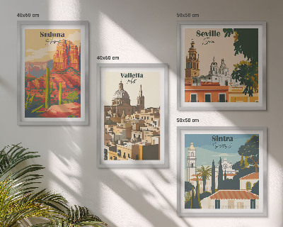 Dekorációs kép készlet nappaliba Retro városképek Sedona Sintra