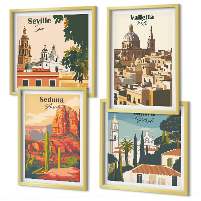 Dekorációs kép készlet nappaliba Retro városképek Sedona Sintra