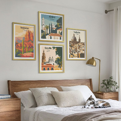 Dekorációs kép készlet nappaliba Retro városképek Sedona Sintra