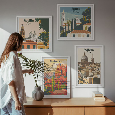 Dekorációs kép készlet nappaliba Retro városképek Sedona Sintra