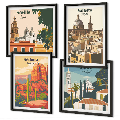 Dekorációs kép készlet nappaliba Retro városképek Sedona Sintra