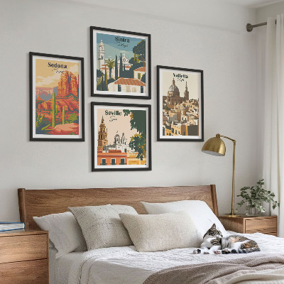 Dekorációs kép készlet nappaliba Retro városképek Sedona Sintra