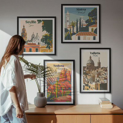 Dekorációs kép készlet nappaliba Retro városképek Sedona Sintra