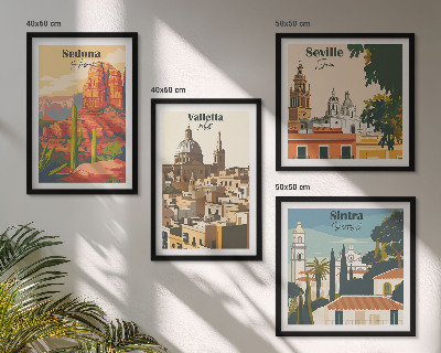 Dekorációs kép készlet nappaliba Retro városképek Sedona Sintra