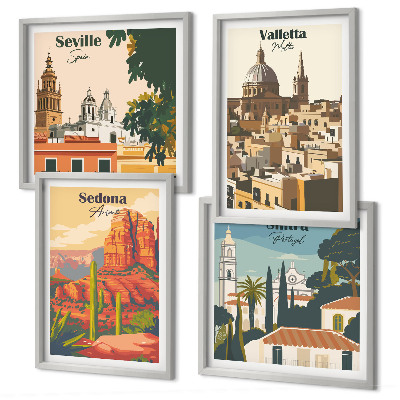 Dekorációs kép készlet nappaliba Retro városképek Sedona Sintra