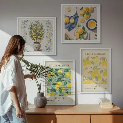 Citrusfélék Olaszországban keretezett poliptichon