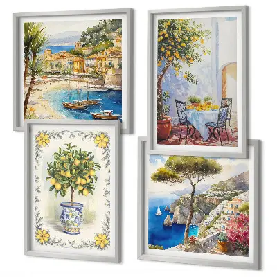 Citromfák tengere dekorációs képkészlet nappali díszítéséhez
