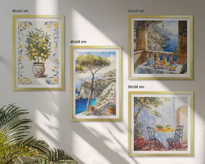 Tengeri citromfa festmény keretezett poliptichon