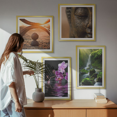 Dekorációs kép készlet nappaliba Virágok a Buddha-vízesés vizében